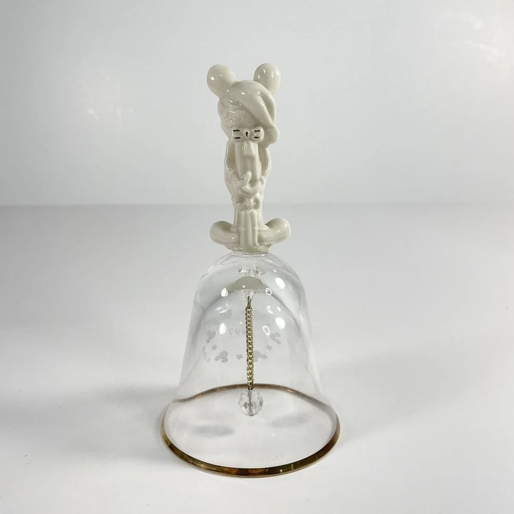 Disney Lenox 1997 Mickey Mouse Clear Etched Bell Stocking Cap Hat with Gift